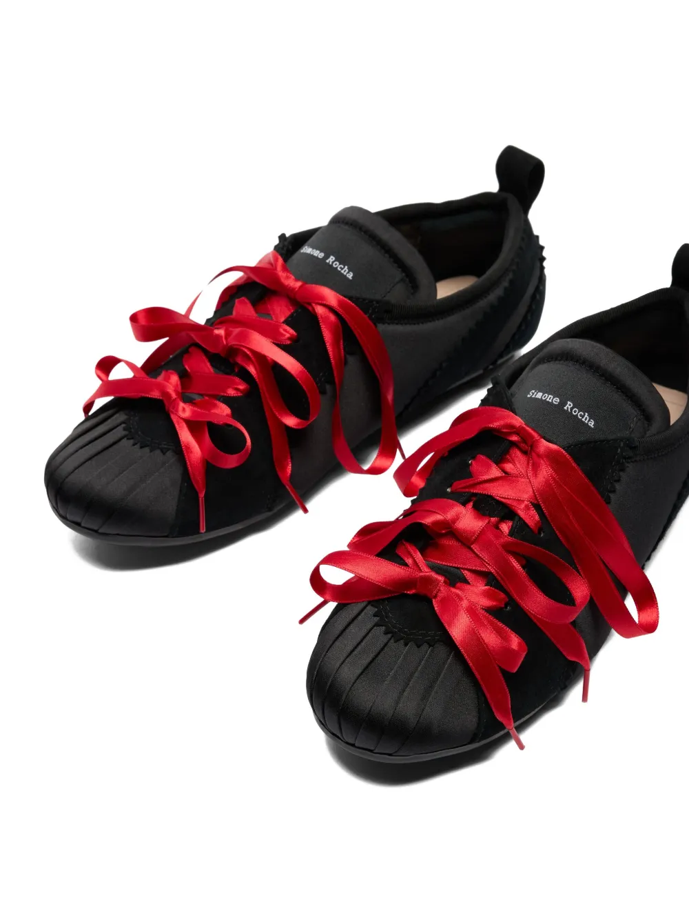 Simone Rocha Ballerina Grip satin ribbon sneakers Black