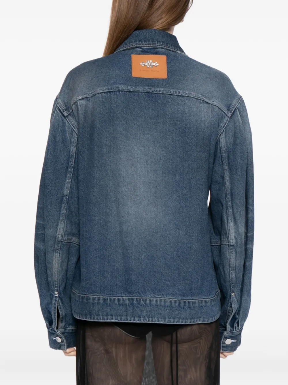 Simone Rocha Embellished Sculpted Denim Jacket In Blue