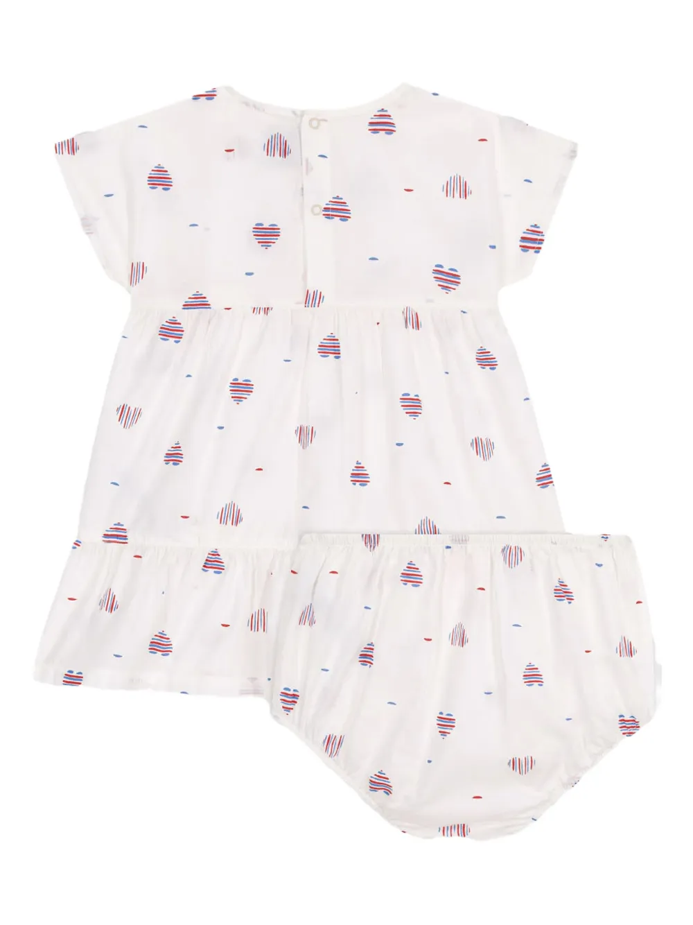 Petit Bateau Gelaagde jurk met hartprint Wit