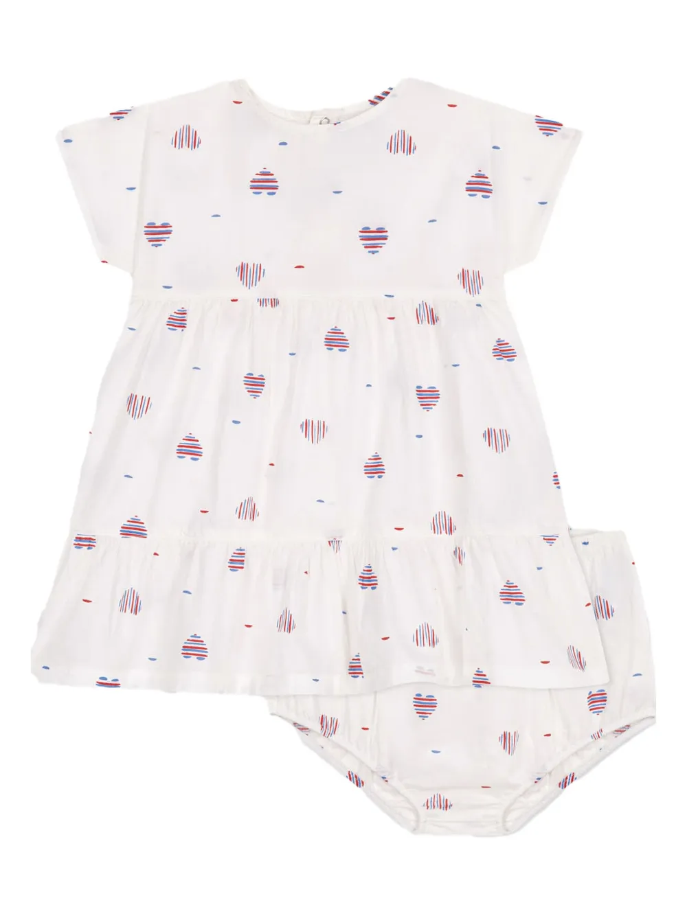 Petit Bateau Gelaagde jurk met hartprint Wit
