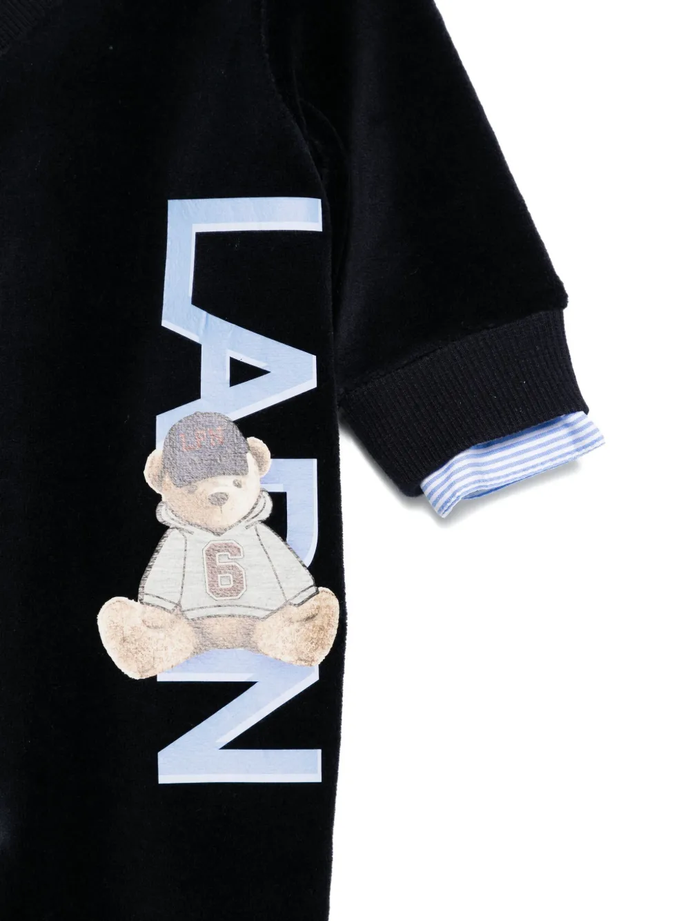 Lapin House Teddy-print Velour Pyjamas In Black