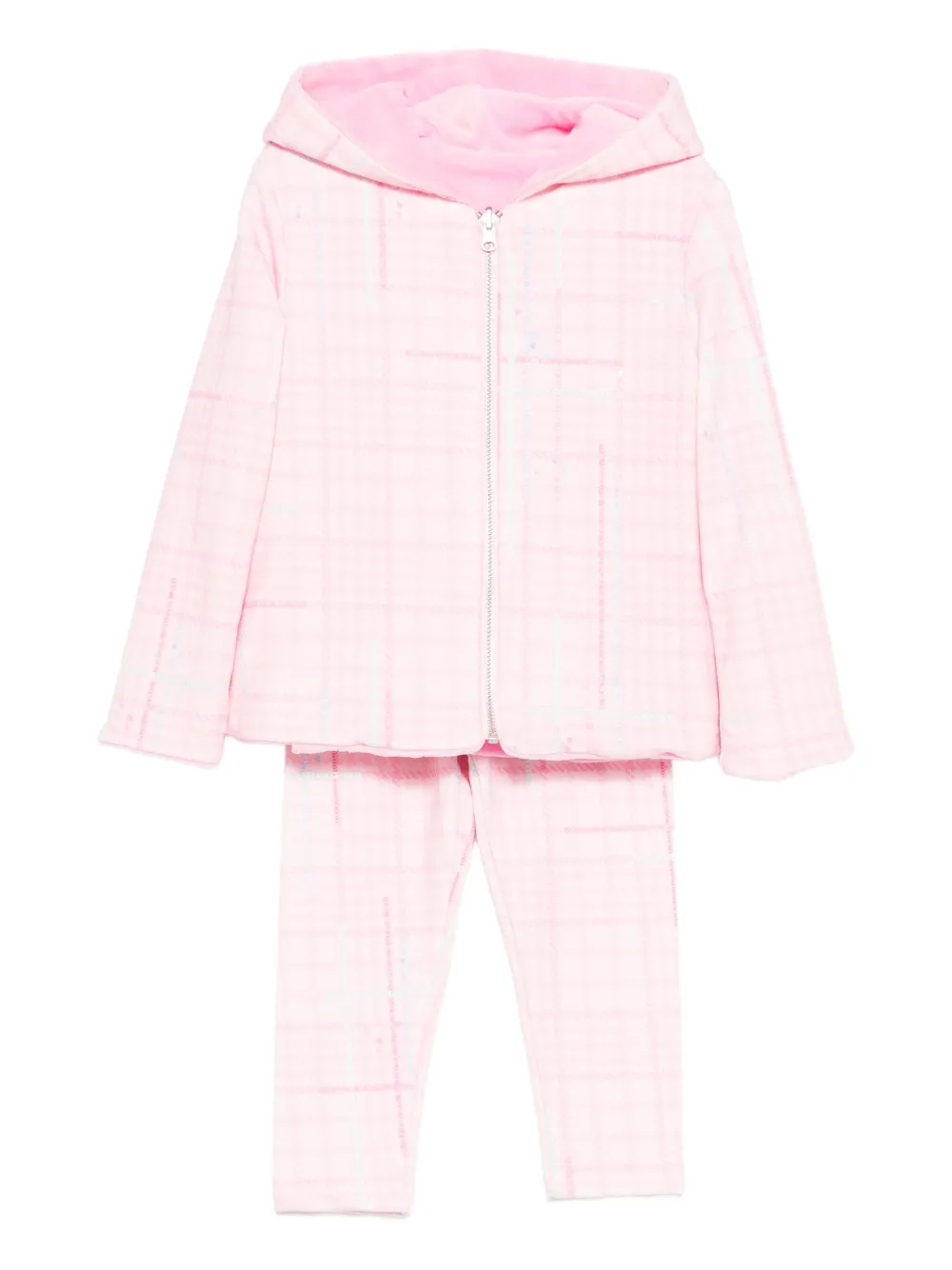 Lapin House Babies' Checked Hooded Tracksuit Set In Pink