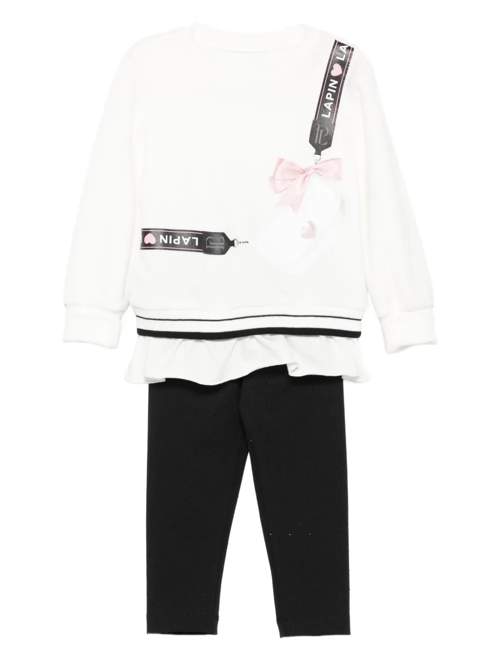 Lapin House Babies' Ruffled-trim Tracksuit Set In Black
