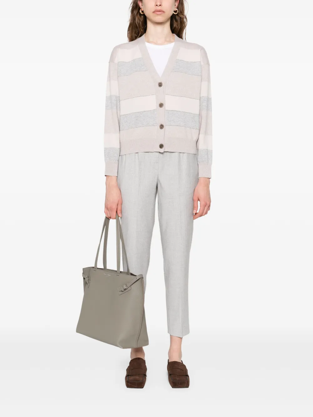 Peserico Gestreept vest Beige