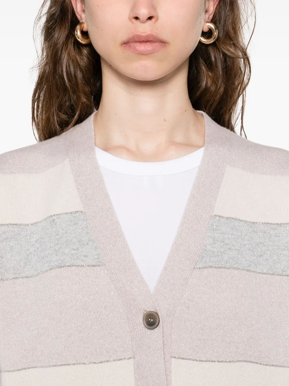 Peserico Gestreept vest Beige