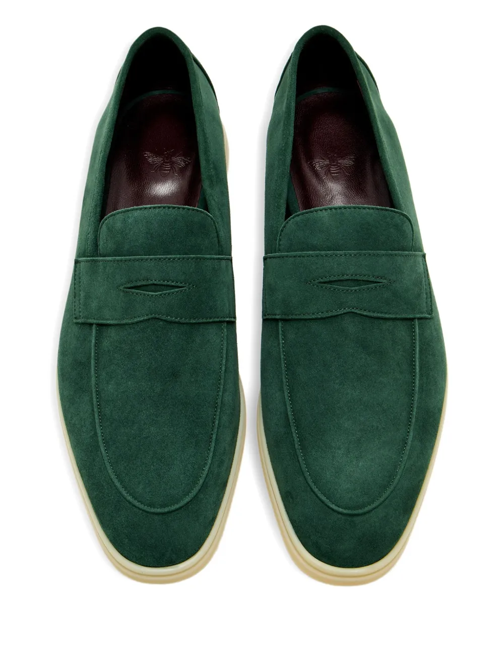 Bougeotte Loch Penny Suede Loafers In Green