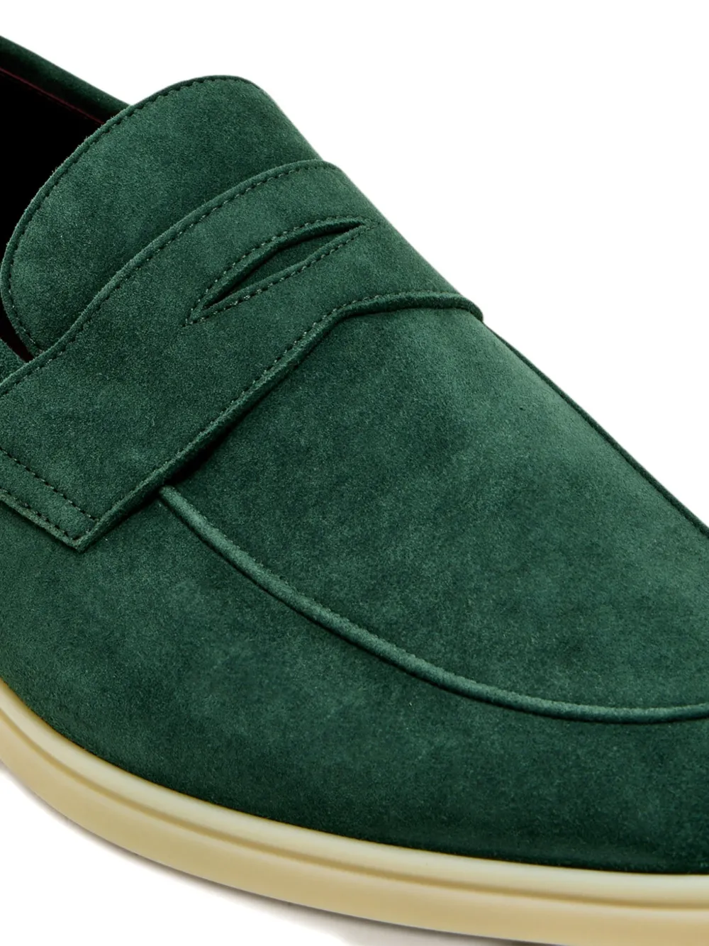 Bougeotte Loch Penny Suede Loafers In Green
