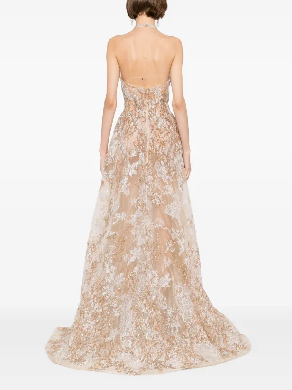 Saiid Kobeisy Embroidered Maxi Dress | Gold | FARFETCH