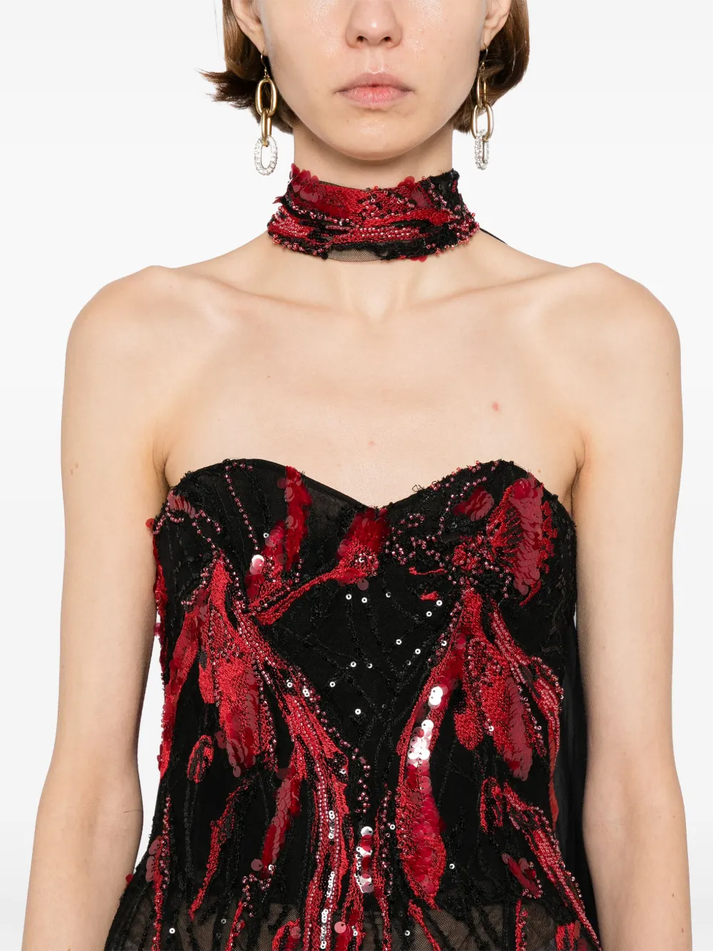 Saiid Kobeisy embroidered maxi dress Rood