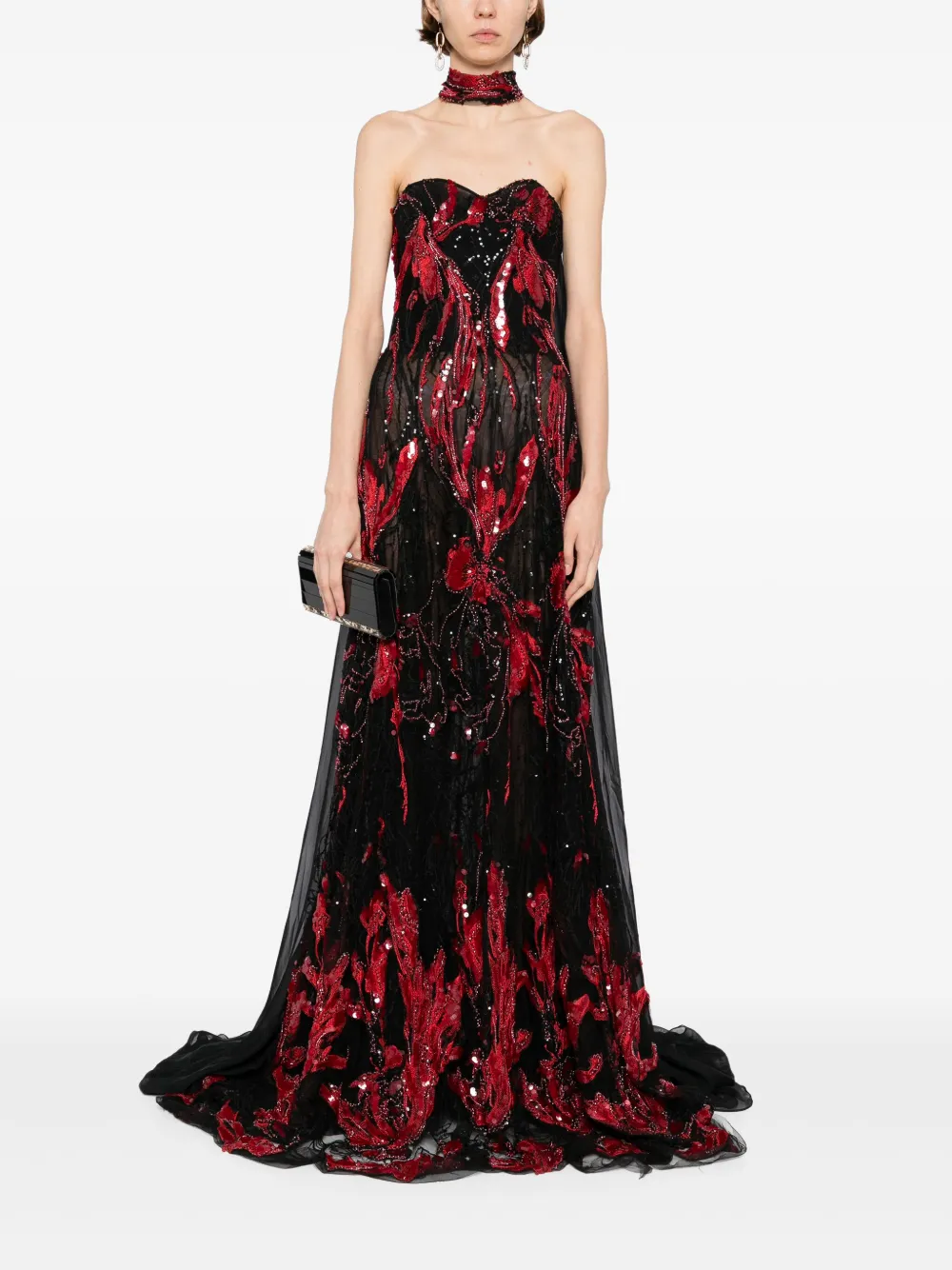 Saiid Kobeisy embroidered maxi dress Rood