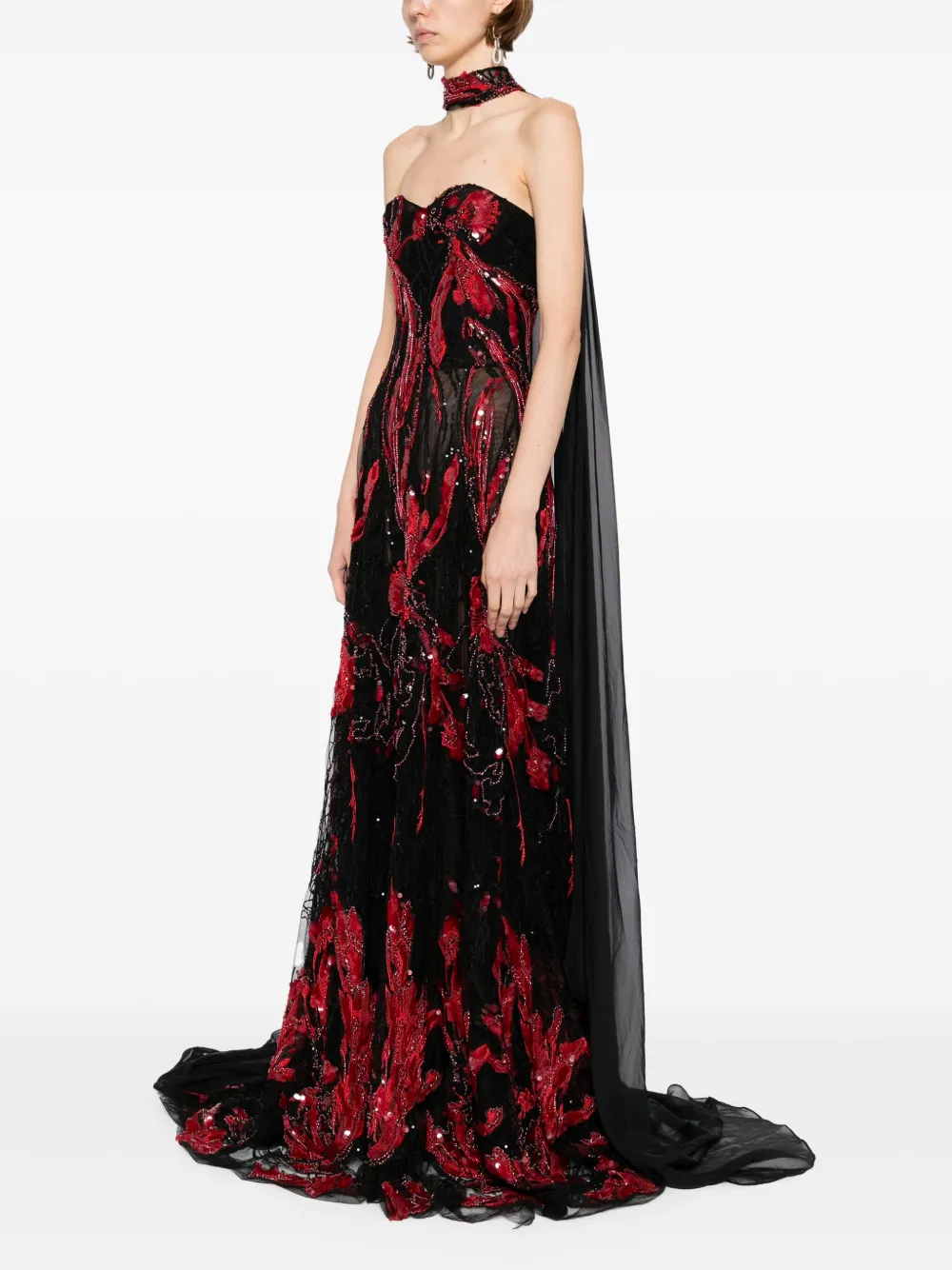 Saiid Kobeisy embroidered maxi dress Rood