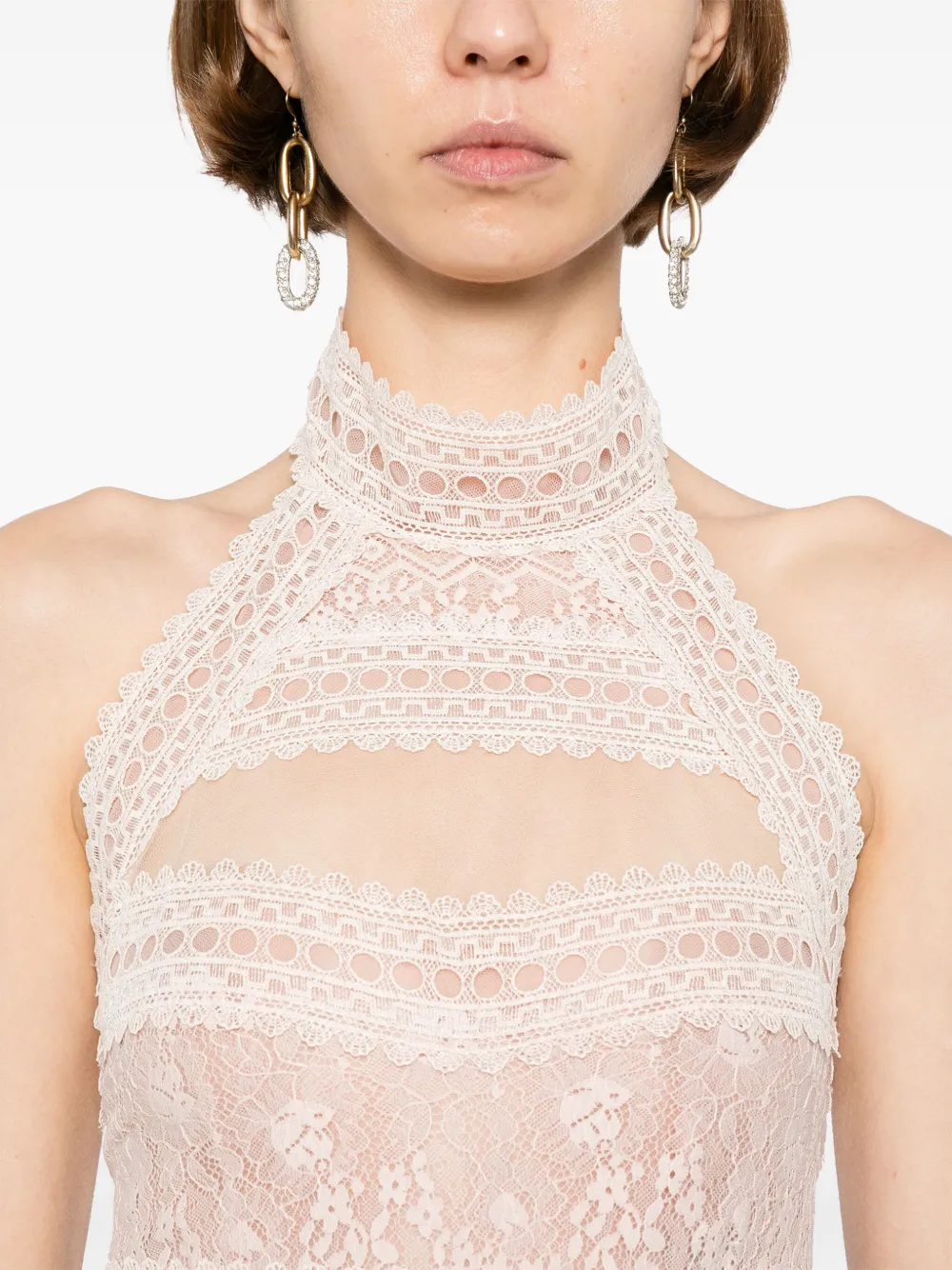 Saiid Kobeisy lace sleeveless dress Roze