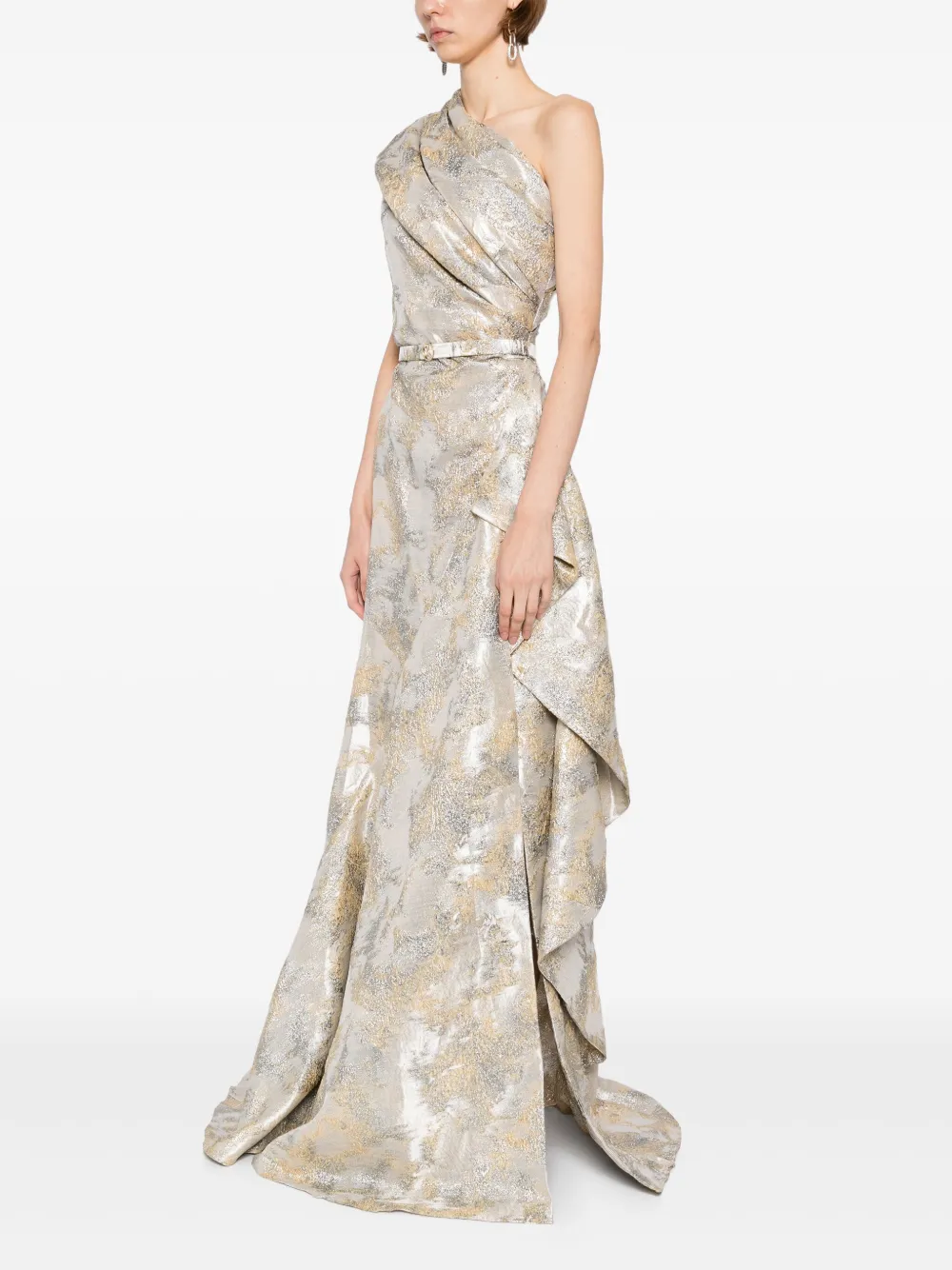 Saiid Kobeisy one -shoulder brocade dress Goud