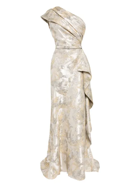Saiid Kobeisy one -shoulder brocade dress