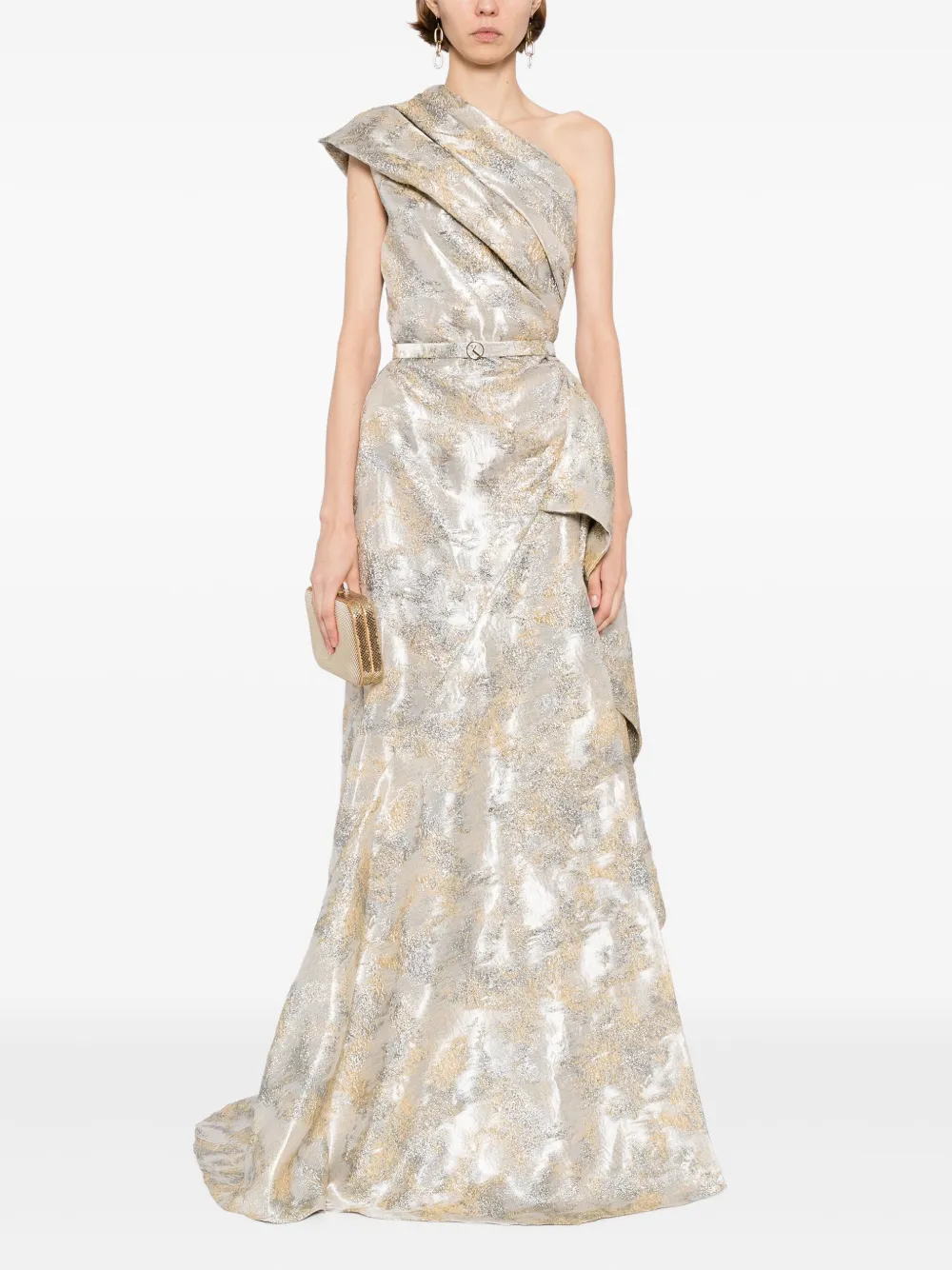 Saiid Kobeisy one -shoulder brocade dress Goud