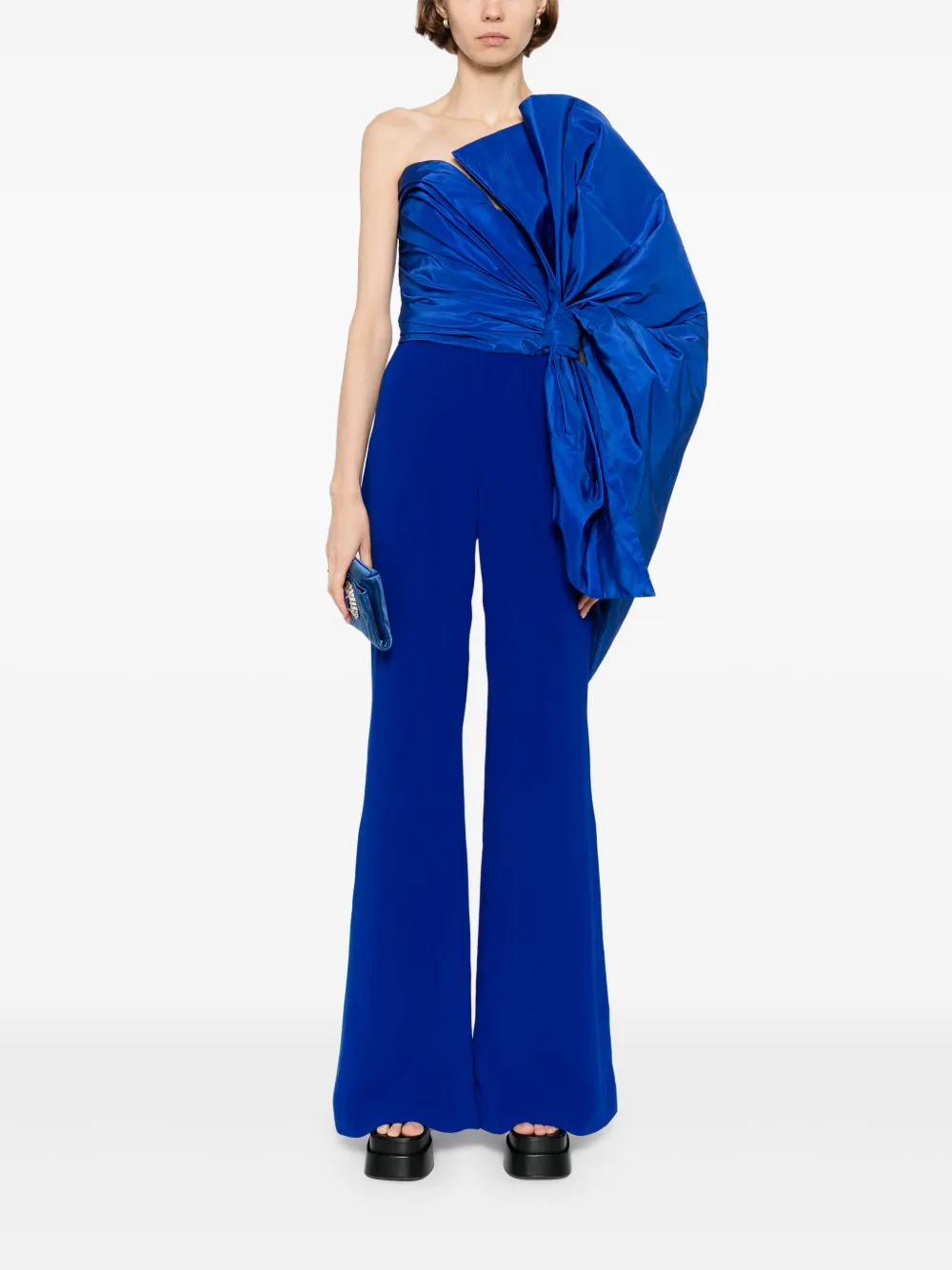 Saiid Kobeisy Taffeta-bow jumpsuit Blauw