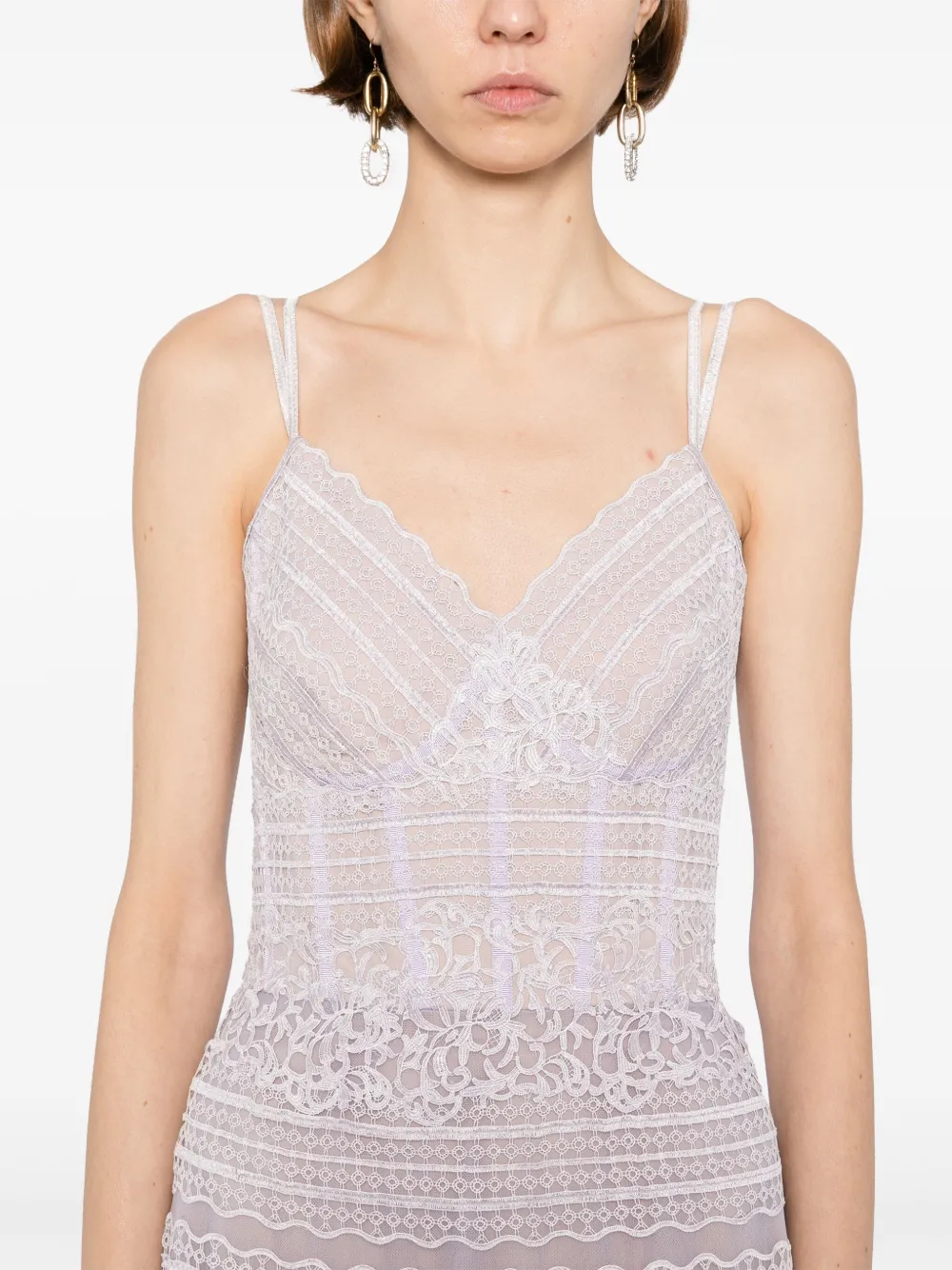 Saiid Kobeisy lace sleeveless dress Paars