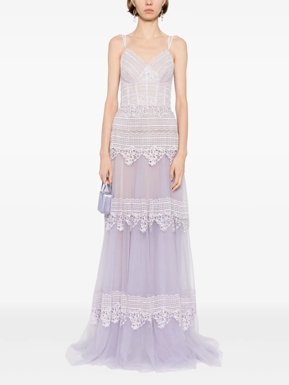 Saiid Kobeisy lace sleeveless dress Paars