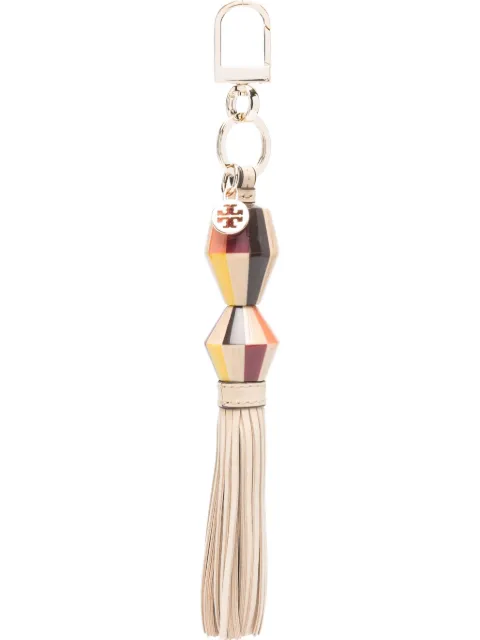 Tory Burch striped tassel keyring