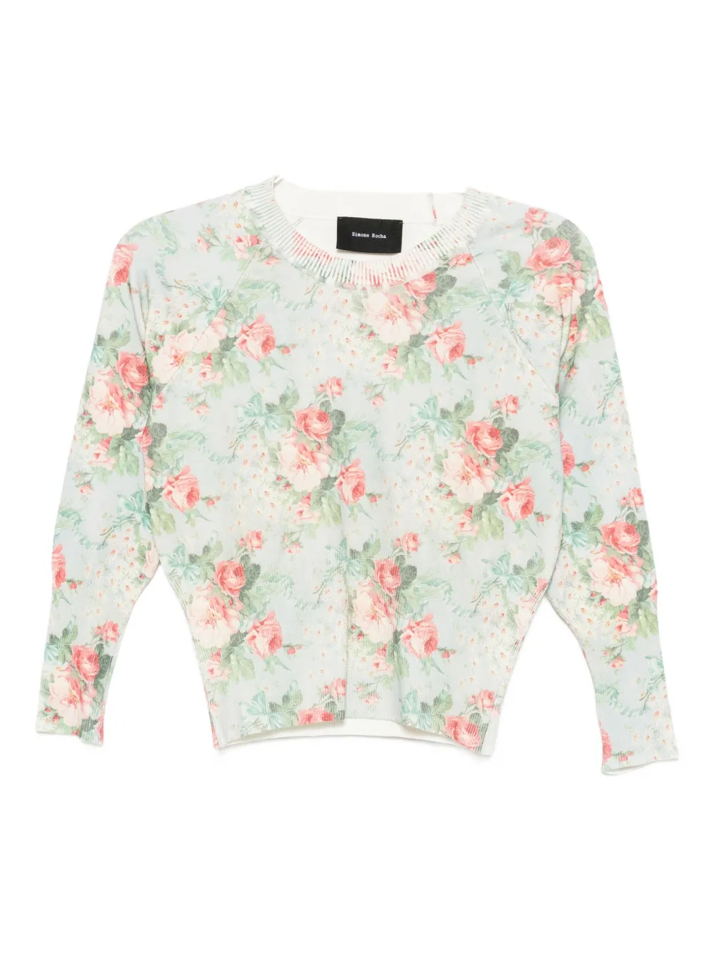 Simone Rocha توب قصير بزينة زهور | أزرق | Image 1