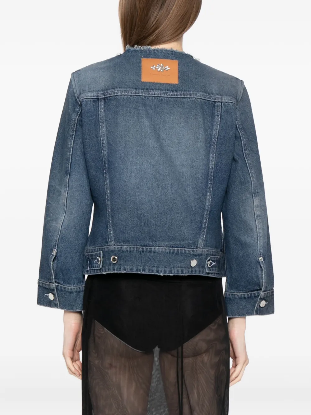 Simone Rocha Pearl-embellished Denim Jacket In Blue