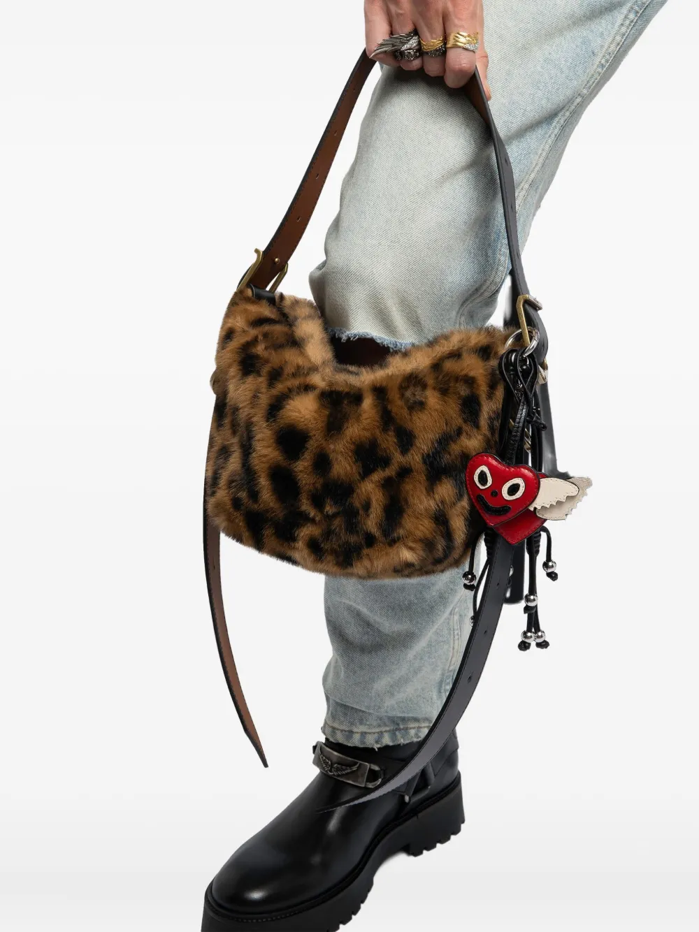 Zadig&Voltaire Schoudertas met luipaardprint - Bruin