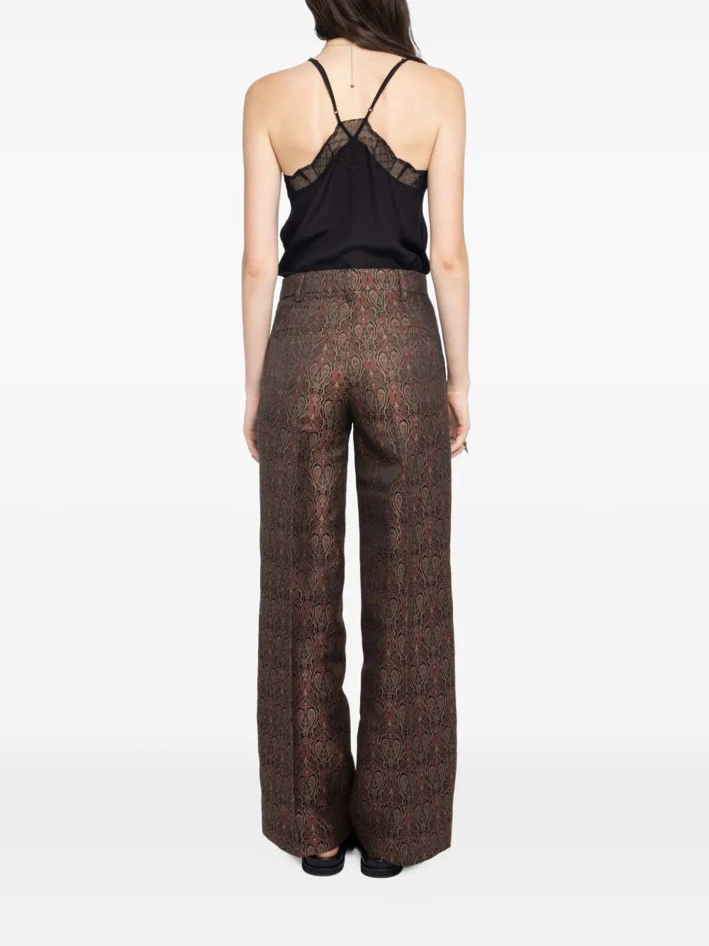 Zadig & Voltaire Womens Black Paisley-pattern High-rise Woven Trousers In Brown