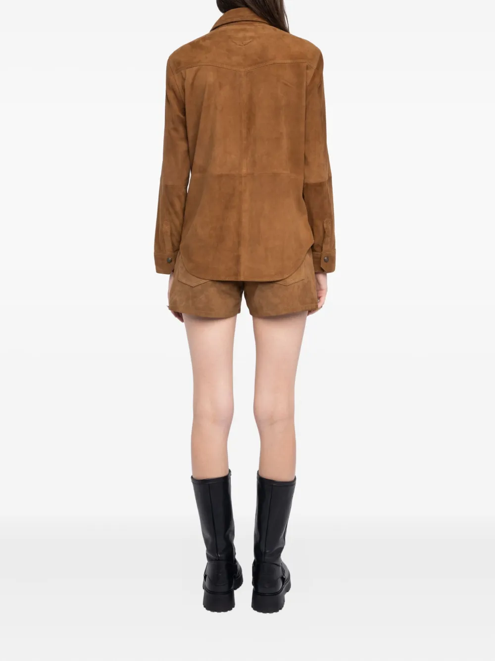 Zadig & Voltaire Suede Button-down Shirt In Brown