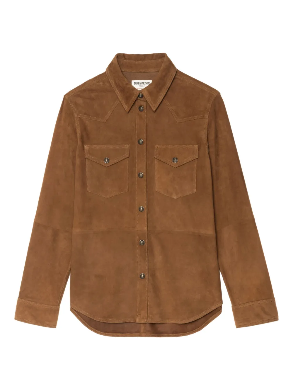 Zadig & Voltaire Suede Button-down Shirt In Brown