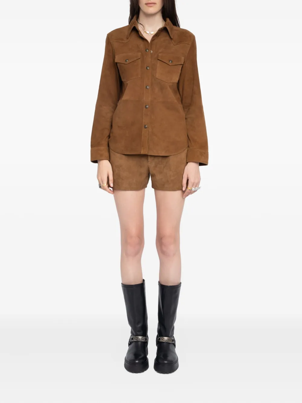 Zadig&Voltaire suede button-down shirt - Bruin