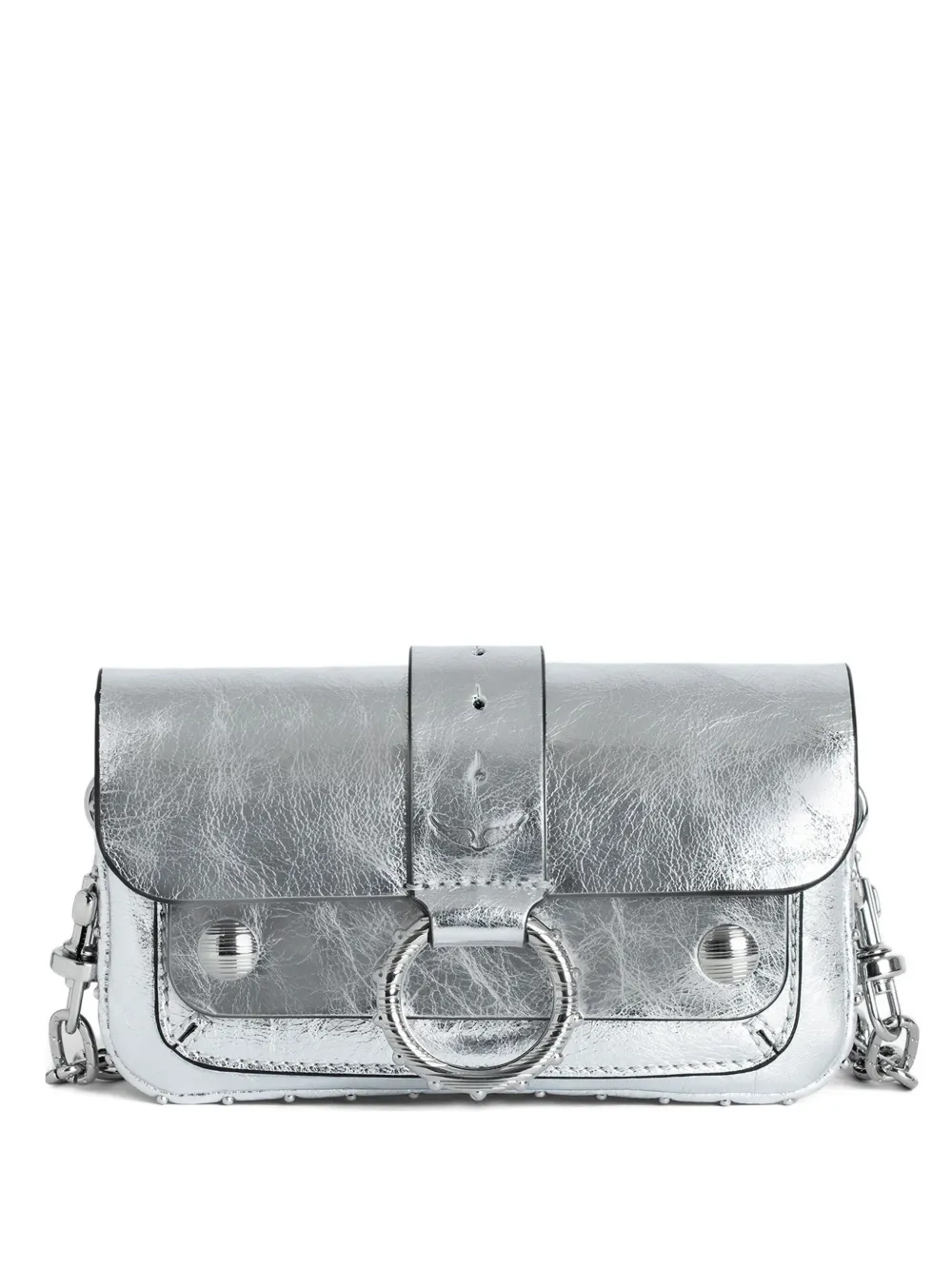 Zadig&Voltaire Leren crossbodytas met metallic-effect Zilver