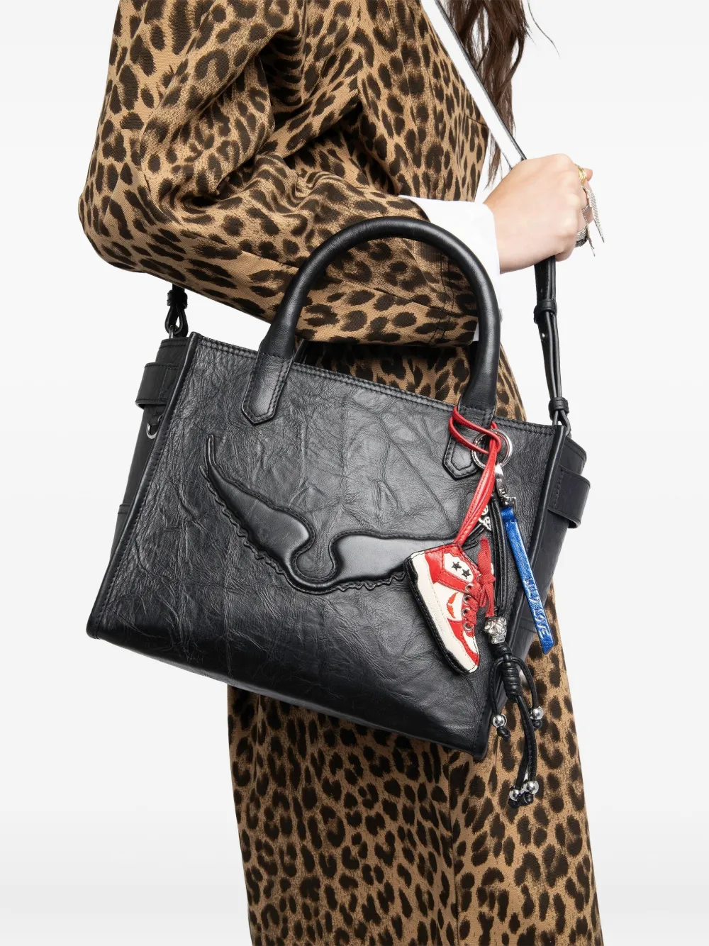 Zadig&Voltaire wings leather shoulder bag Zwart