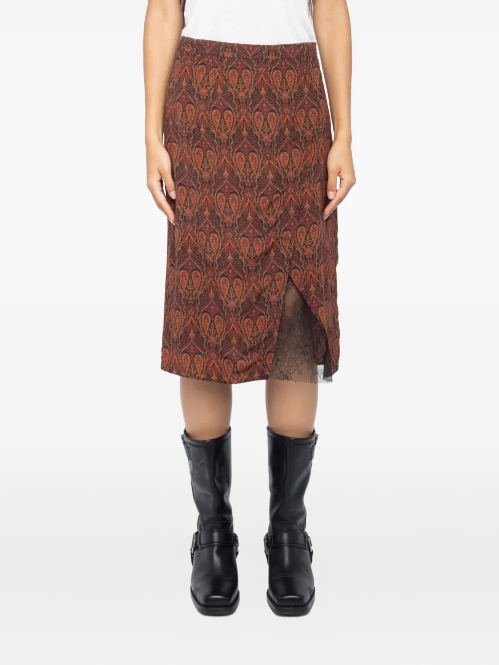 Zadig&Voltaire Straight rok met paisley-print Bruin