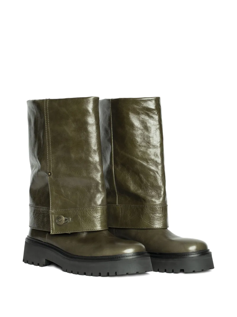 Zadig&Voltaire Angie fold-over leather boots Green