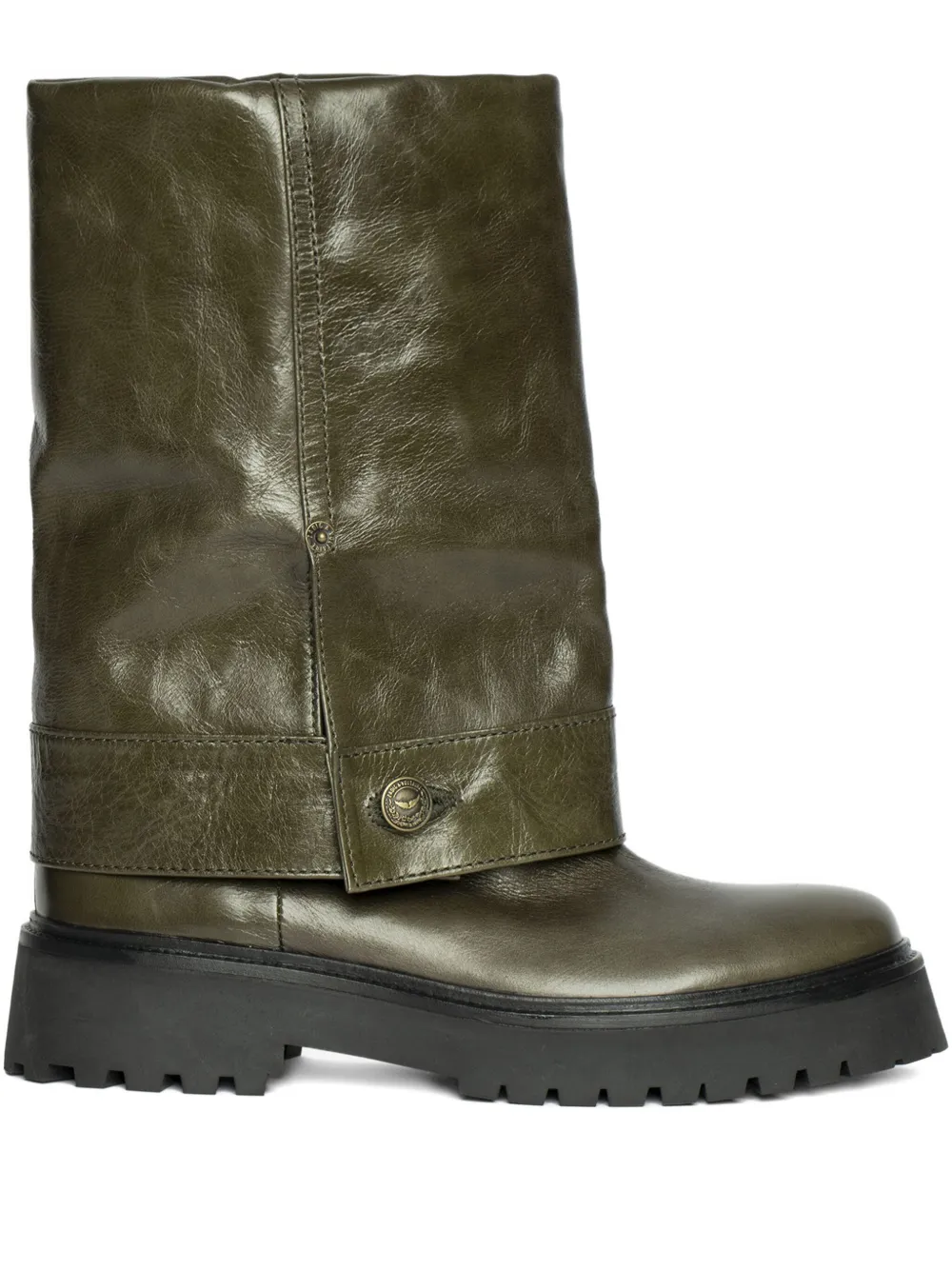 Zadig&Voltaire Angie fold-over leather boots Green