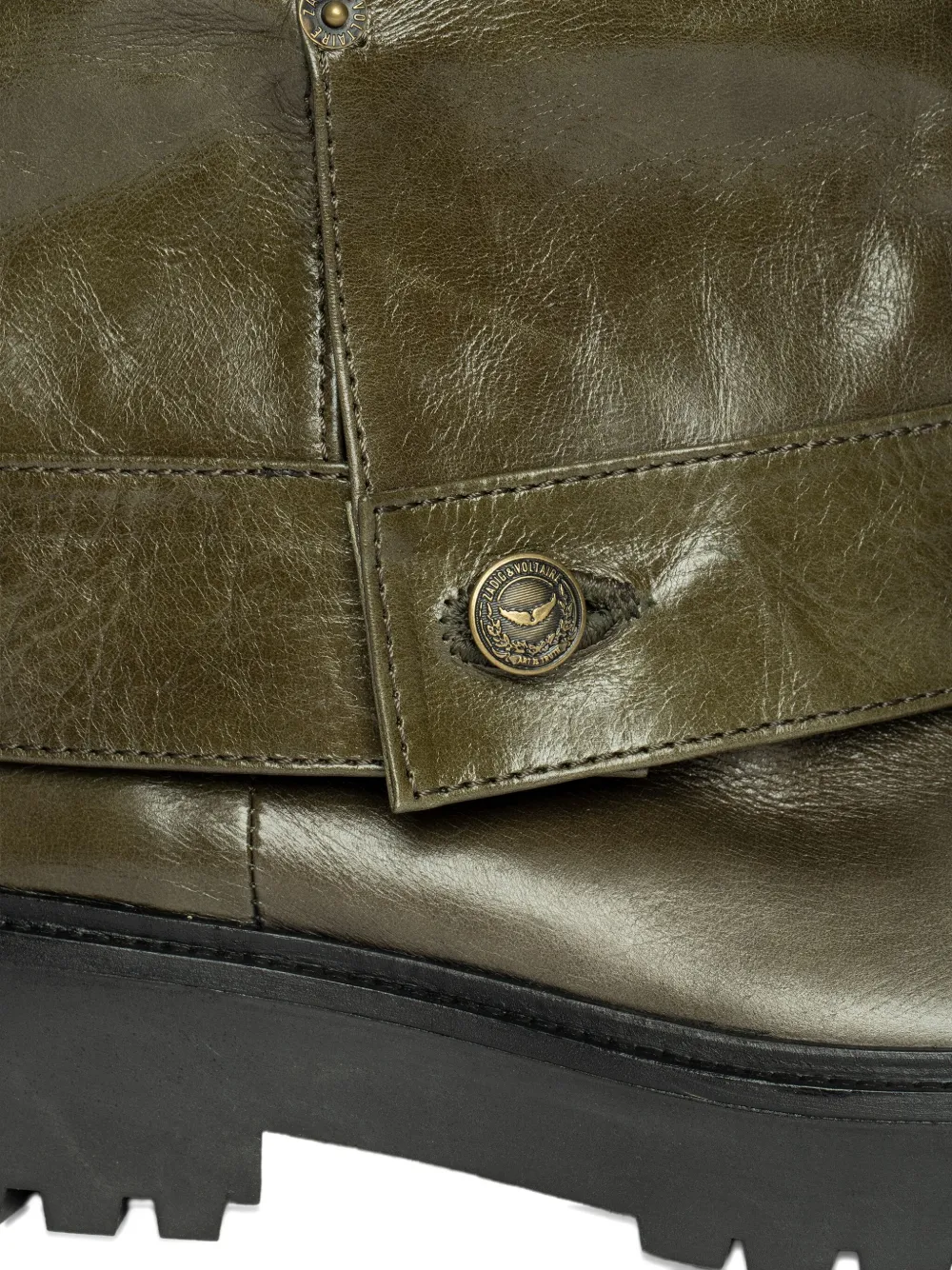 Zadig&Voltaire Angie fold-over leather boots Green