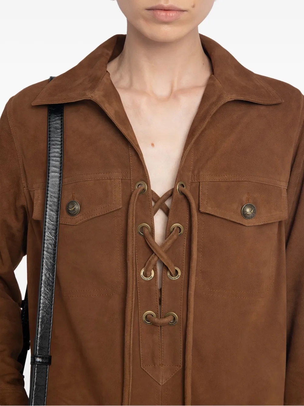 Zadig&Voltaire Remacha lace-up mini dress Bruin