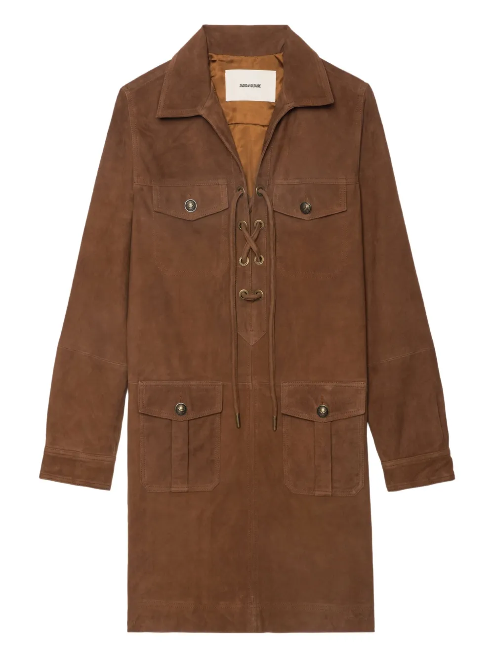 Zadig&Voltaire Remacha lace-up mini dress Bruin