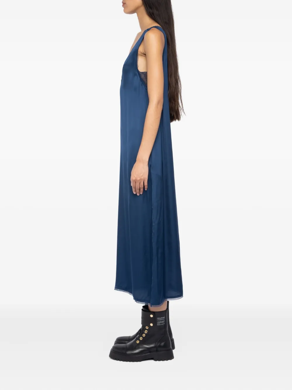 Zadig & Voltaire Womens Blueberry Renzo V-neck Satin Blend Midi Dress In Blue