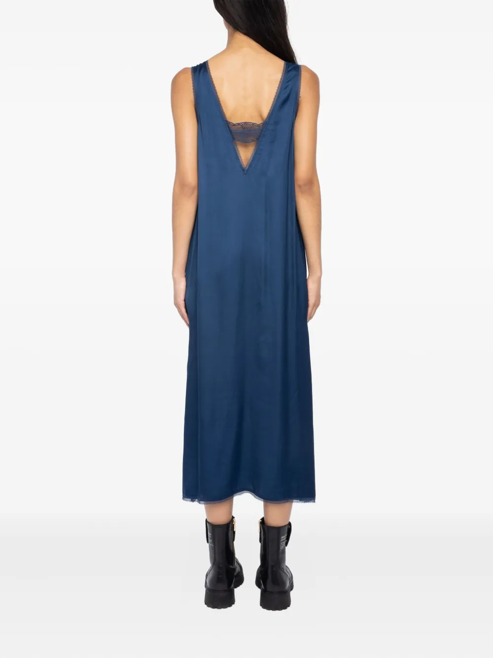 Zadig & Voltaire Womens Blueberry Renzo V-neck Satin Blend Midi Dress In Blue