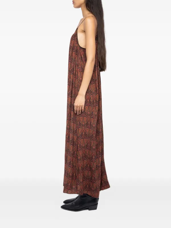 princess polly baby blue dress Brown Paisley Bloom Long Sleeve Maxi Dress – FARM Rio main image 1