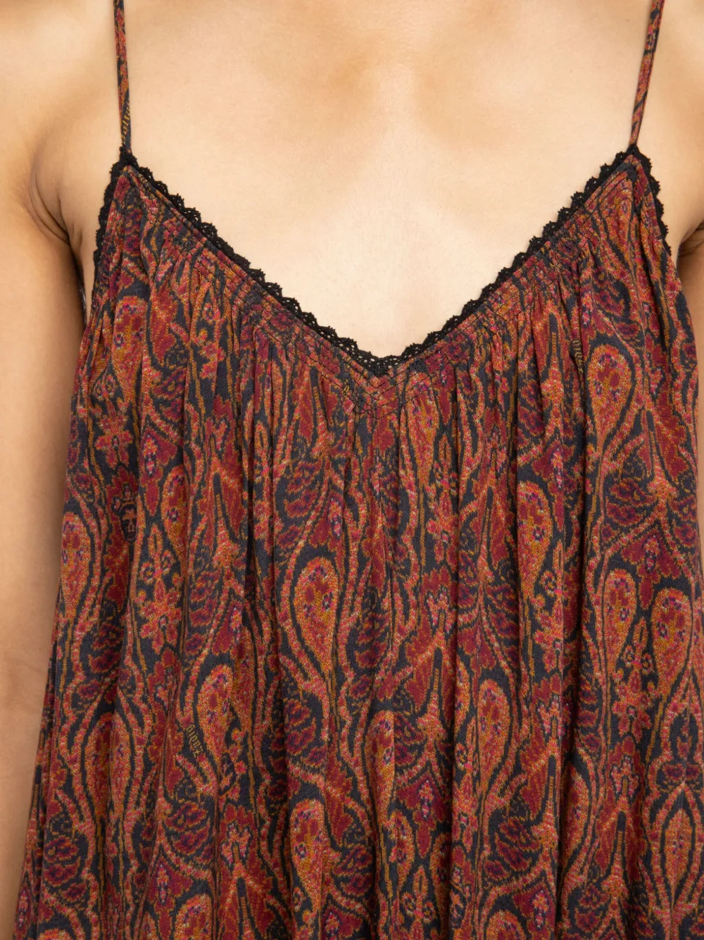 Zadig&Voltaire Maxi-jurk met paisley-print en kanten afwerking Bruin