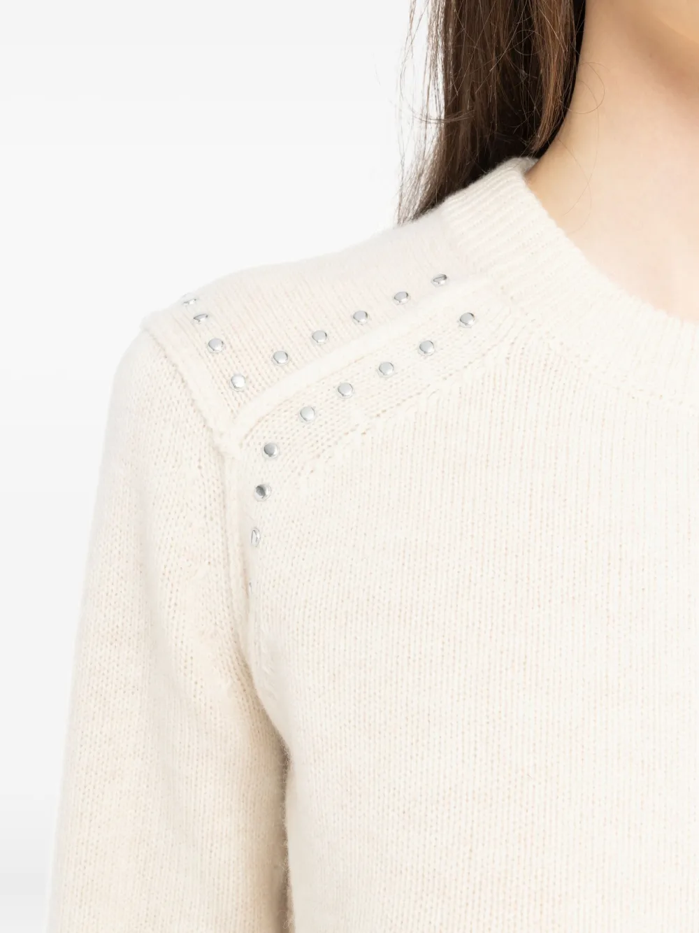 Zadig & Voltaire Womens Nalty Stud-embellished Wool And Cashmere-blend Jumper Ecru Xs In Animal Print