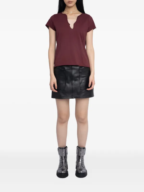 Zadig&Voltaire ビジュートリム VネックTシャツ | レッド