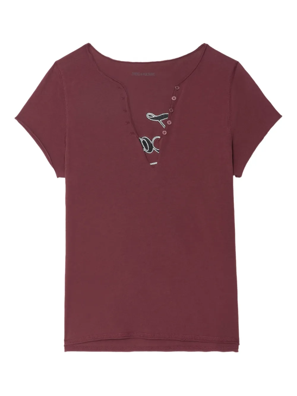 Zadig&Voltaire crystal-embellished V-neck T-shirt Rood