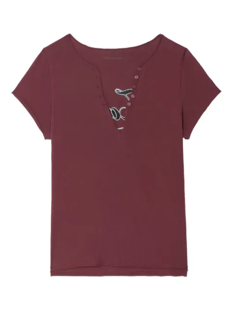 Zadig&Voltaire camiseta con apliques de cristales y cuello en V