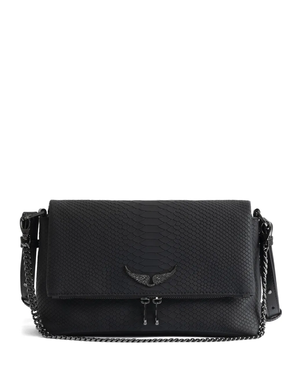 Zadig & Voltaire Rocky Ii Soft Savage Chain-strap Satchel Bag In Black