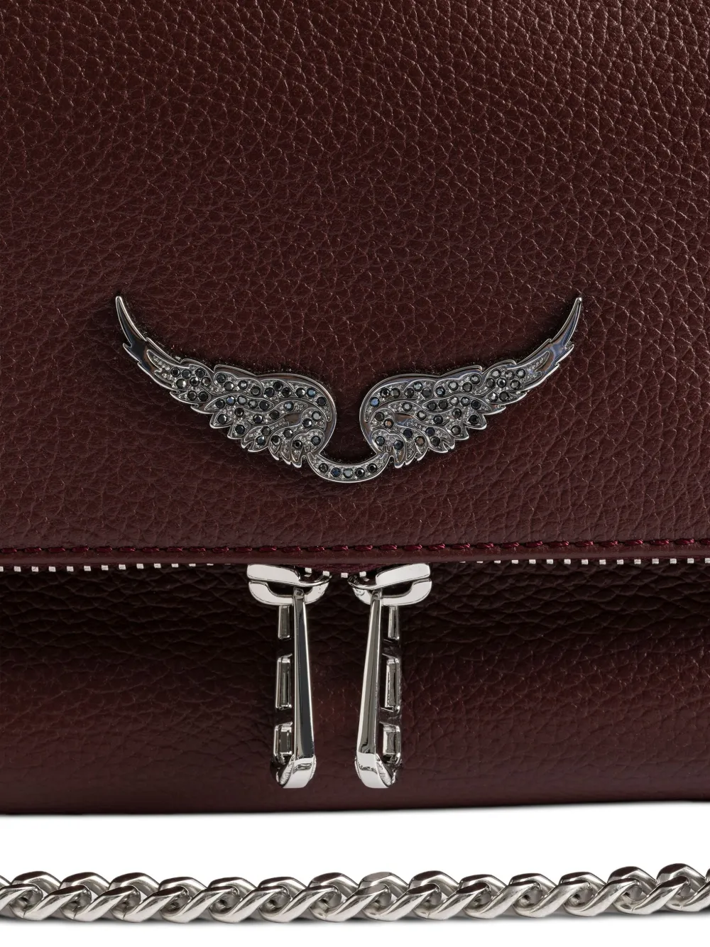 Zadig & Voltaire Rock Wing-detail Chain-strap Satchel In Red