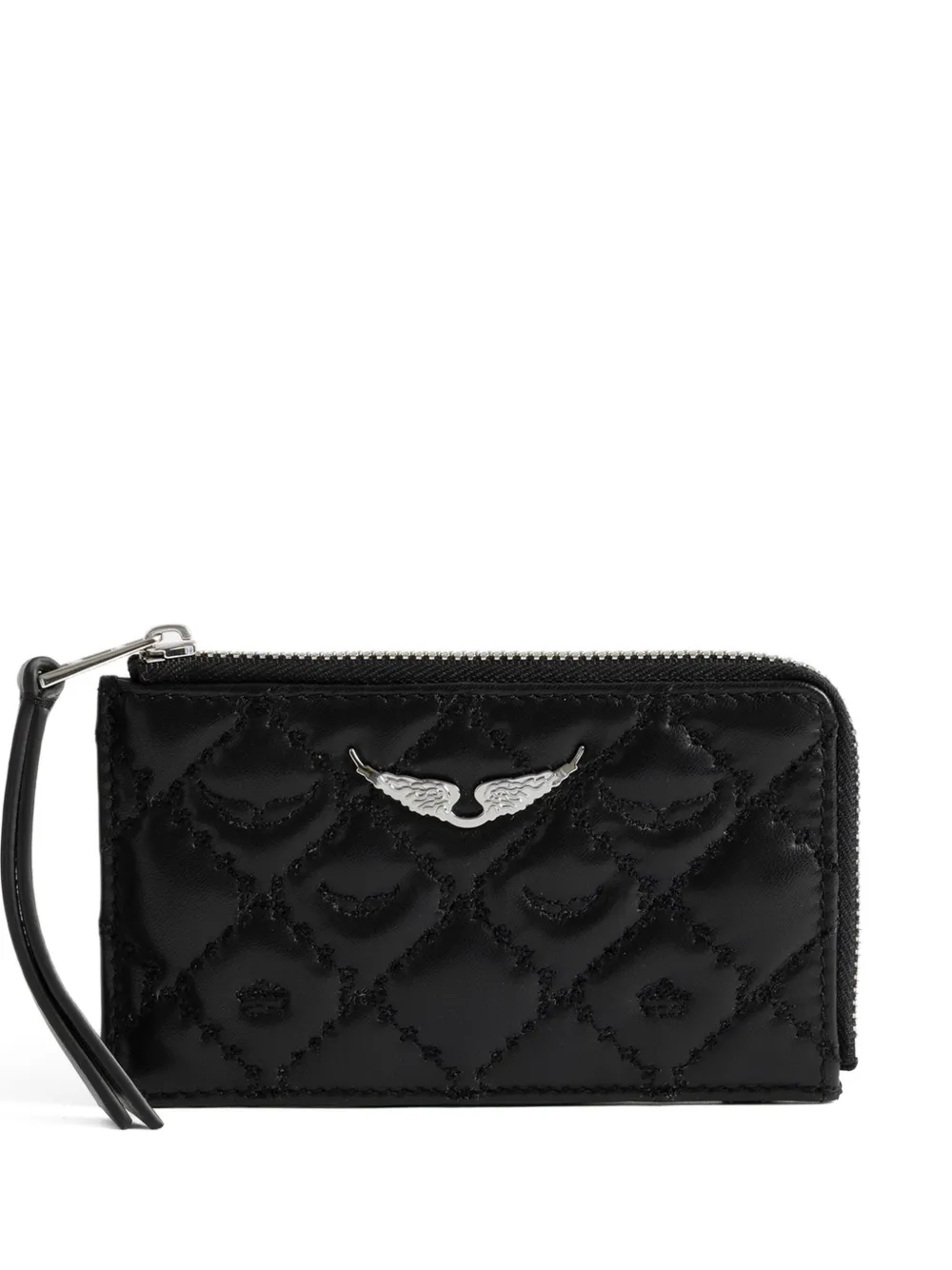 Zadig & Voltaire Quilted Logo-plaque Cardholder In Black