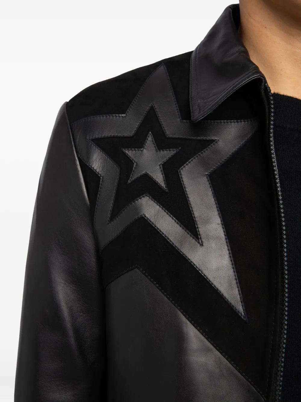 Zadig & Voltaire Star-appliqué Leather Jacket In Black